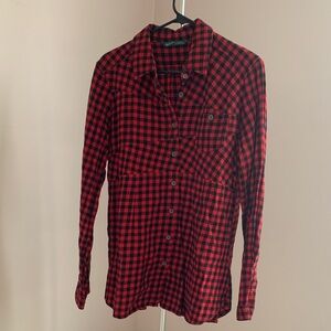 Woolrich Red and Black Checkered Women's Button-Down Shirt